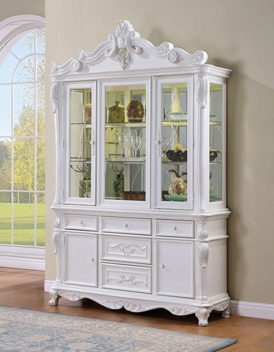 China Cabinet with Ornate Carvings and Cabriole Feet