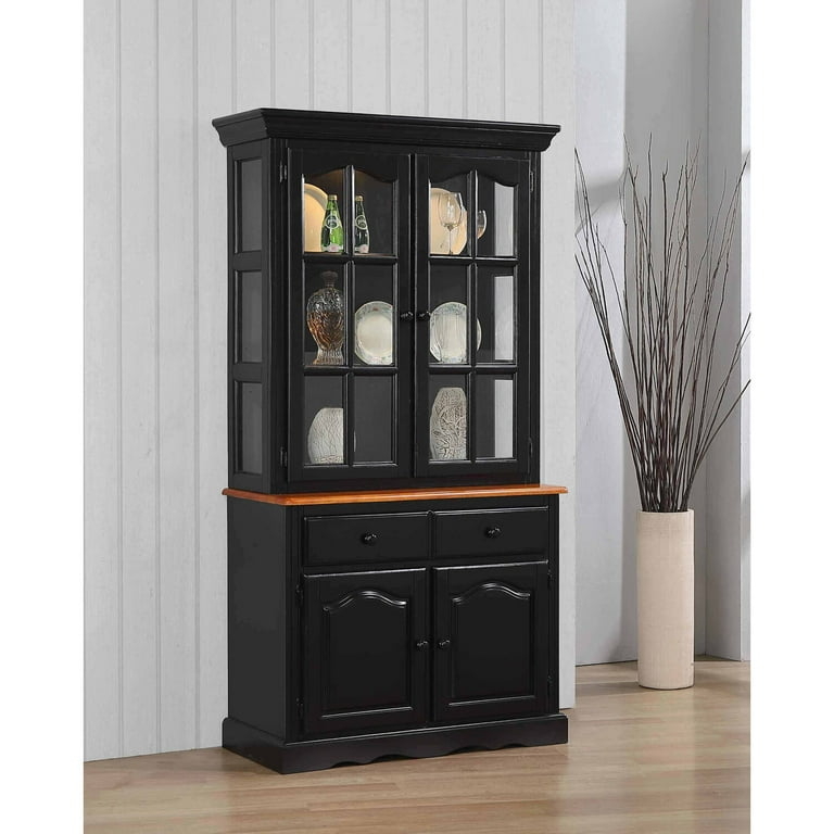 China Cabinet with Two Tone Finish and Interior Light