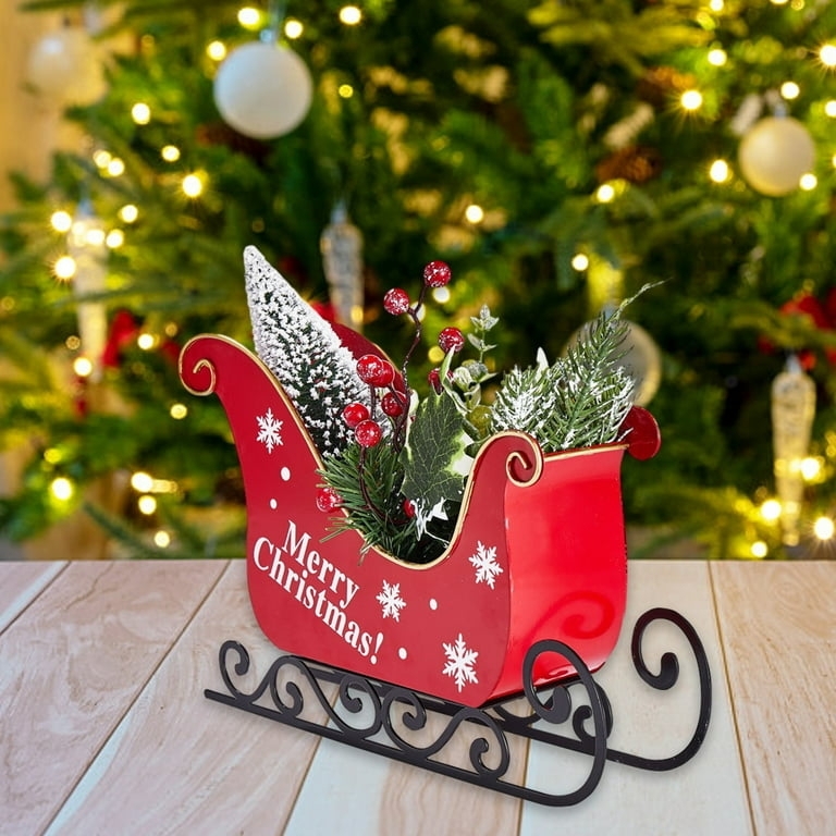 Christmas Centerpiece with Flocked Mini Tree and Typography