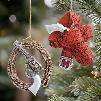 Christmas Ornament Floral Tooling Leather Like Holster Tree Decor
