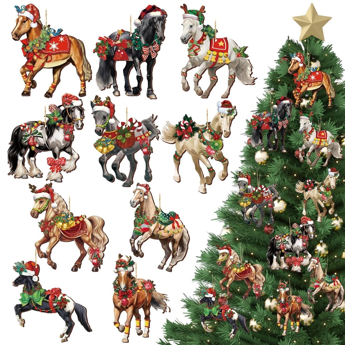 Christmas Ornaments Equestrian Theme Western Horse Holiday Decor