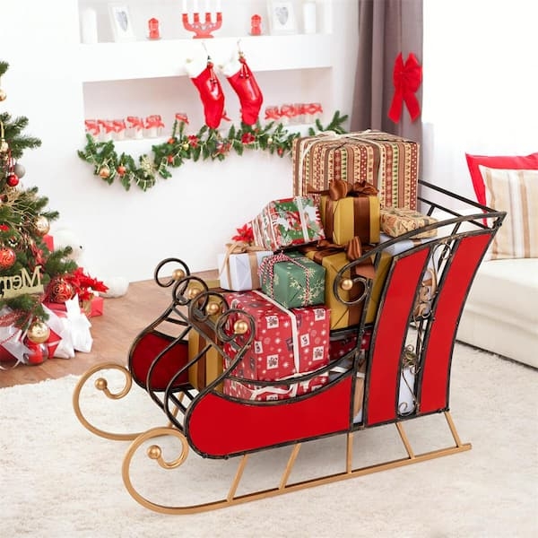 Christmas Sleigh: Scrolled Runners and Two Tier Shelf Gift Decor