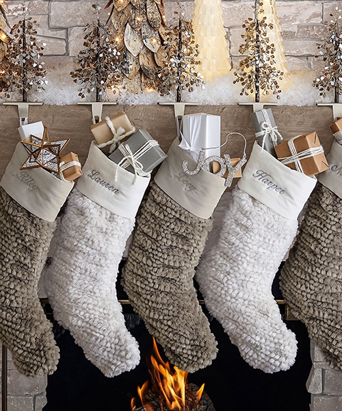 Christmas Stocking: Honeycomb Knit Texture and Earthy Tones