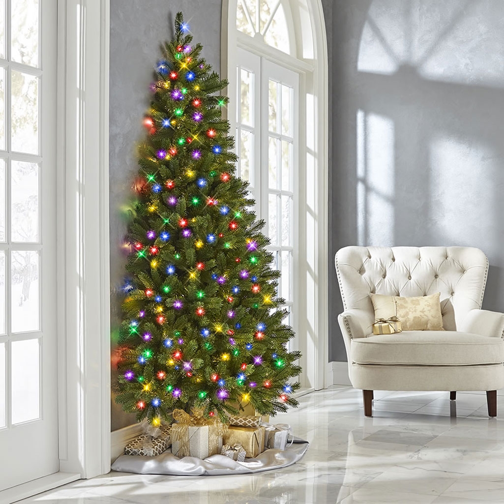 Christmas Tree: Multi-Colored Lights Half Tree Decor