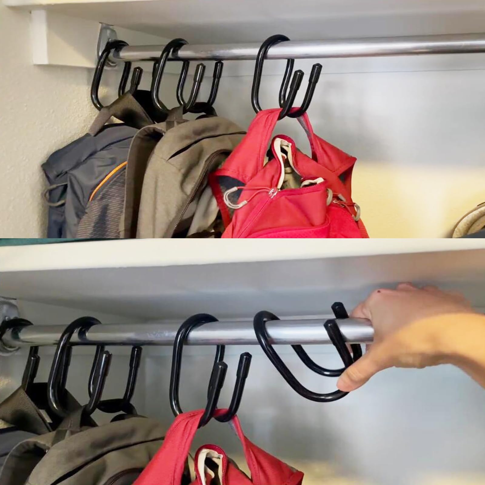 Closet Hook Matte Black Double Prong Rod Mounting