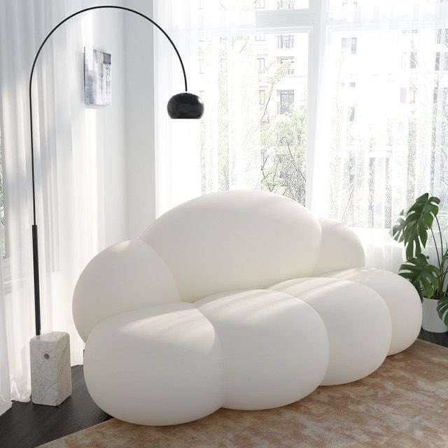Cloud Sofa Bulbous Form Low Profile Off White Bubbled Couch
