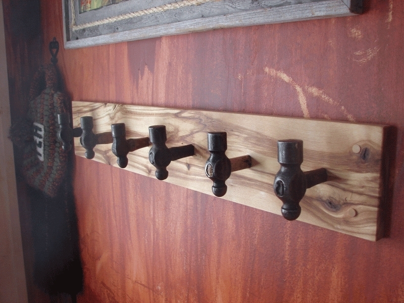 Coat Rack industrial hammer coat rack hammer head hooks wood