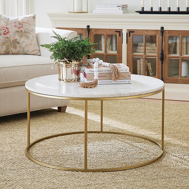 Coffee Table: Airy Silhouette Gold Metal Base Furniture
