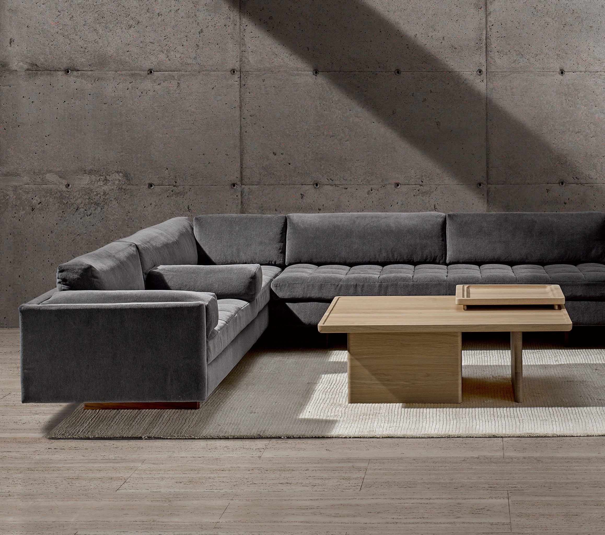 Coffee Table Asymmetric Base Minimalist Low Profile Furniture