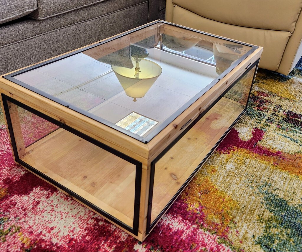 Coffee Table Glass Box Design Showcase Interior Metal Frame