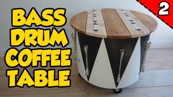 Coffee Table Harlequin Pattern Drum Shell Upcycled Cocktail Table