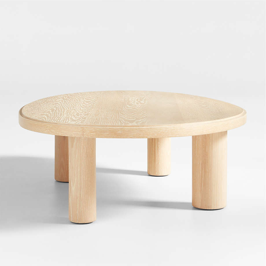Coffee Table Light Oak Finish Low Profile Chunky Coffee Table