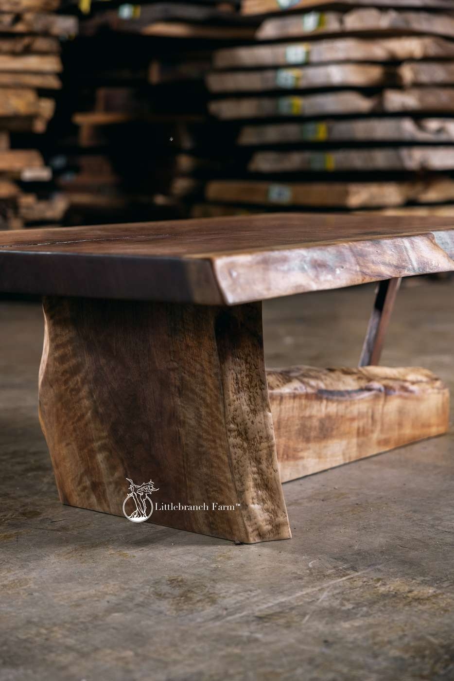 Coffee Table Live Edge Walnut Figured Wood Grain Pedestal