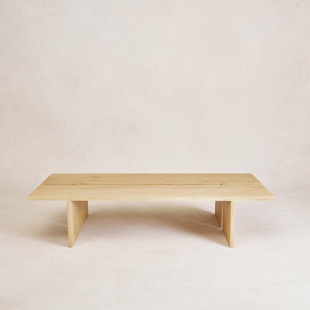 Coffee Table Low Profile Oak Japandi Split Top Wide Slab