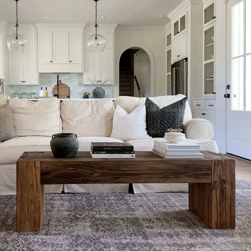 Coffee Table Modern Rustic Chunky Wood Bench Table Plank Top