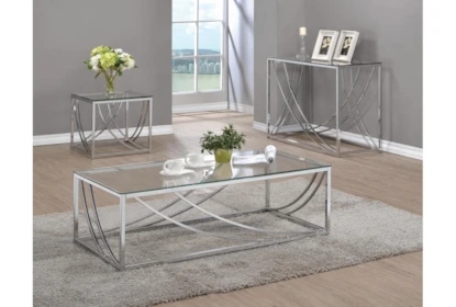 Coffee Table Overlapping Arcs and Polished Chrome Metal Frame