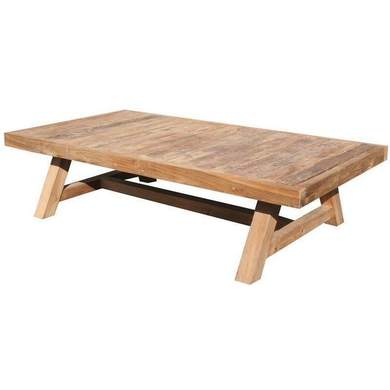 Coffee Table Recycled Teak A-Frame Base Wood Plank Top