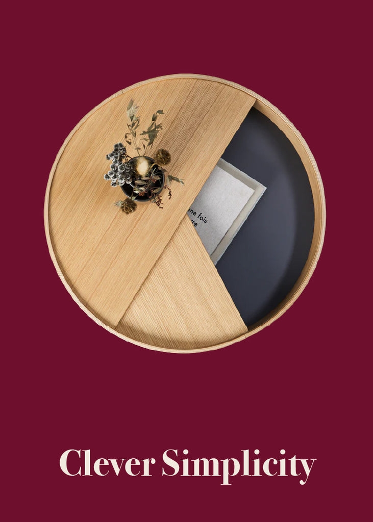 Coffee Table: Rotating Lid Internal Wood Storage Unit