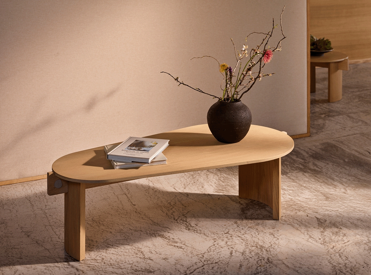Coffee Table Slab Legs Design Natural Oak Accent Table