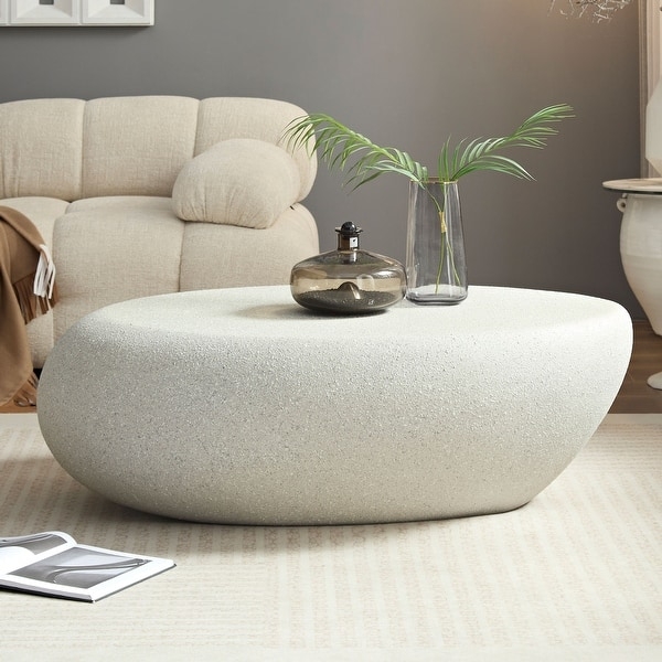 Coffee Table: Speckled Off-White Fiberglass Pebble Design Center