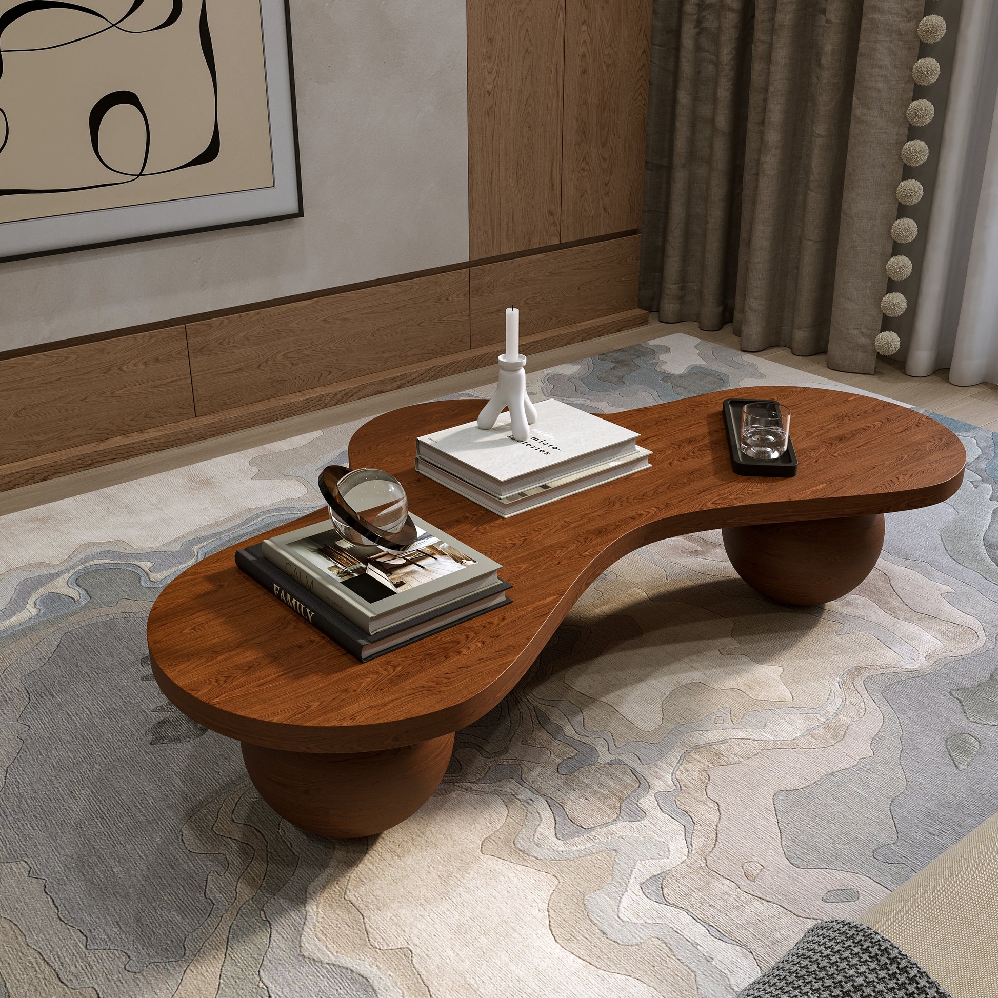 Coffee Table Spherical Legs Detail Art Kidney Bean Coffee Table