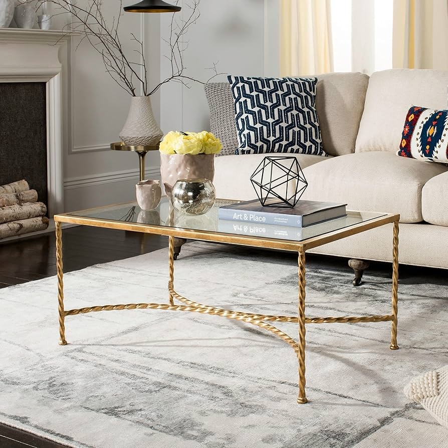Coffee Table Twisted Gold Leaf Metal Coffee Table
