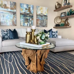 Coffee Table with Sculptural Root Base and Earthy Texture