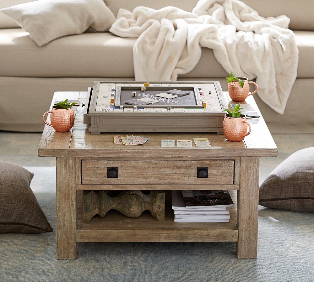 Coffee Table with Storage Drawer Rustic Square Farmhouse Table