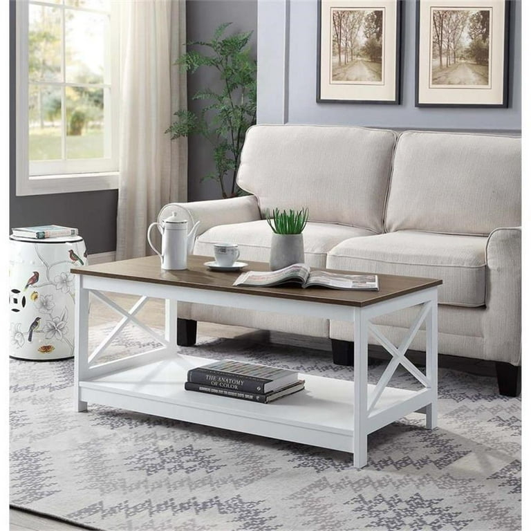Coffee Table with X-Frame Sides and Two-Tone Finish