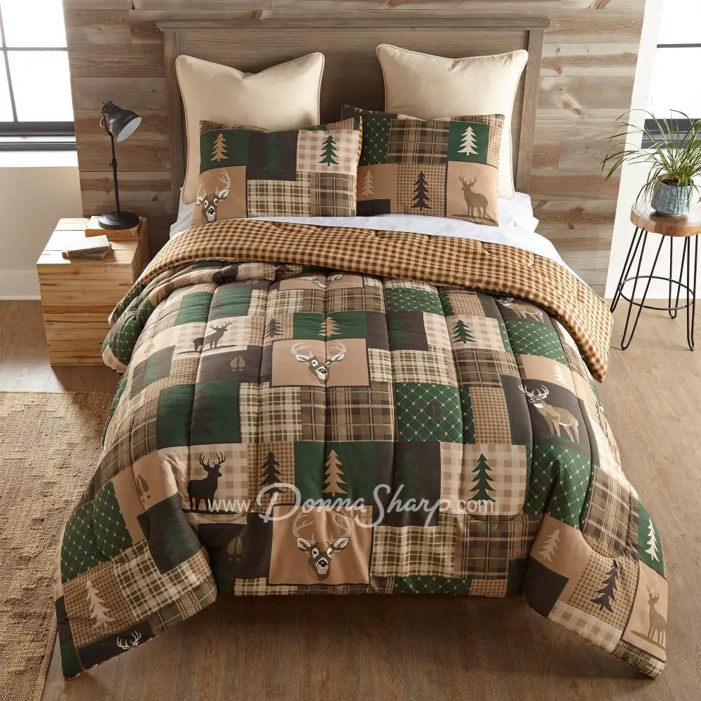 Comforter Set: Deer and Pine Prints Nature Inspired Bedding