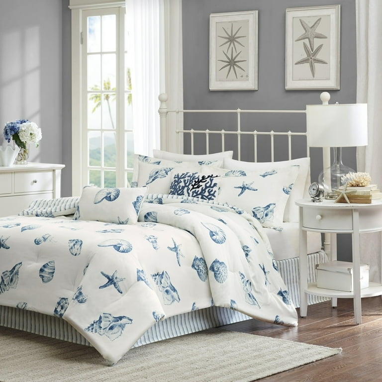 Comforter Set with Seashell Motif: Starfish Bedding Set Ideas