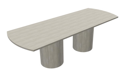 Conference Table Bow End Top Light Grey Wood Drum Base Table