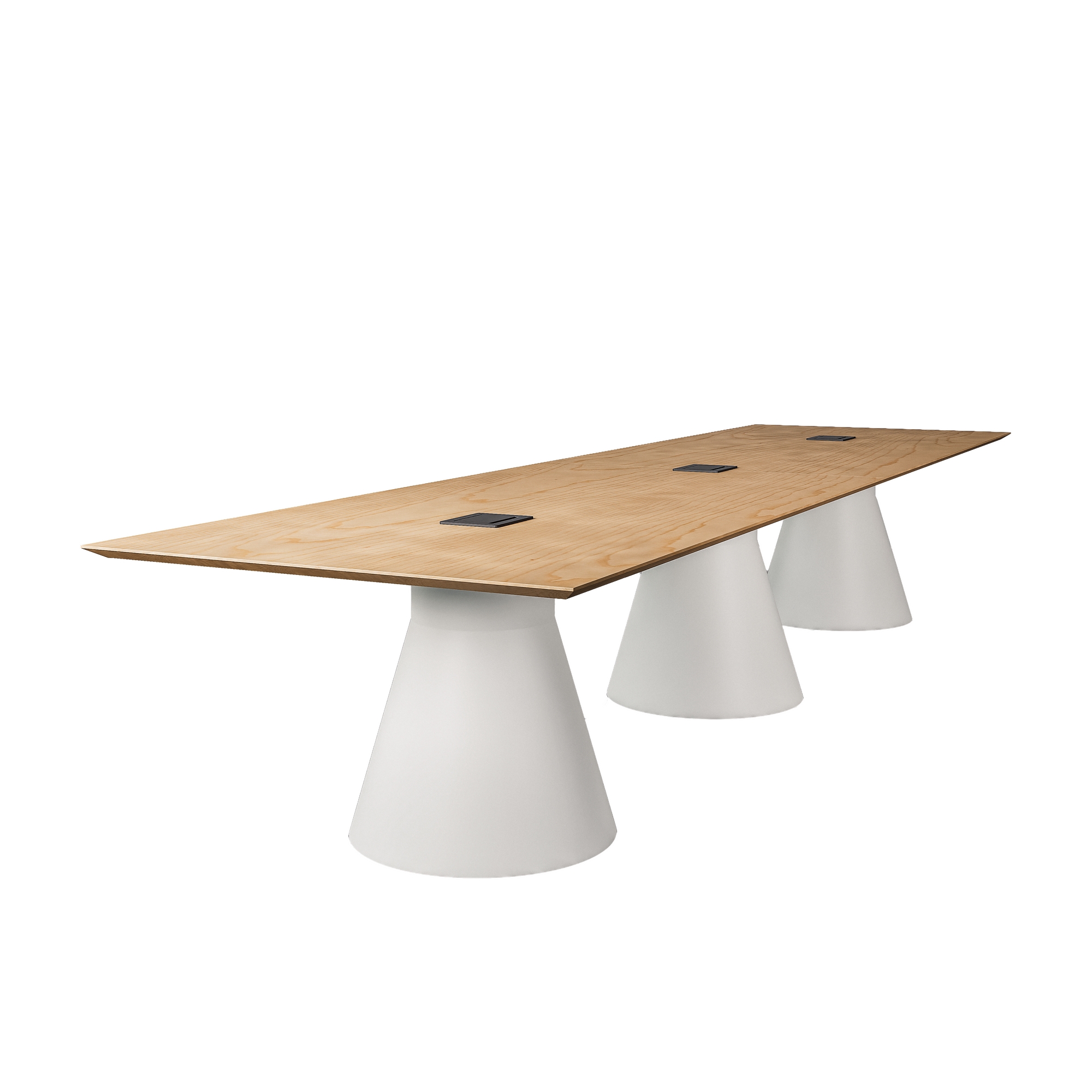 Conference Table Conical Drum Bases Integrated Power Boardroom