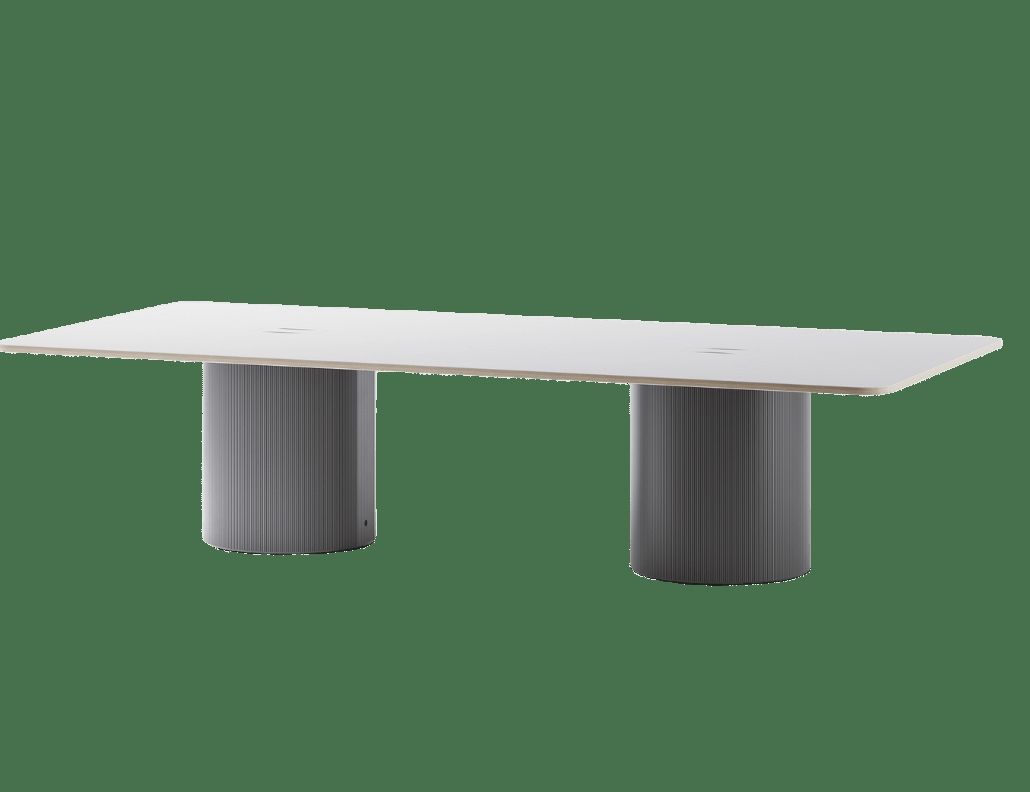 Conference Table Fluted Drum Base Ribbed Pedestal Meeting Table