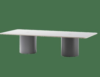 Conference Table Fluted Drum Base Ribbed Pedestal Meeting Table