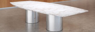 Conference Table Polished Metal Boat Shaped Luxury Executive Table