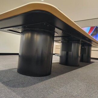 Conference Table Two Tone Top Matte Black Pedestal Office Table