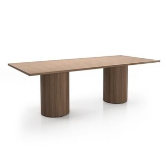 Conference Table Walnut Wood Vertical Grain Drum Base Workspace