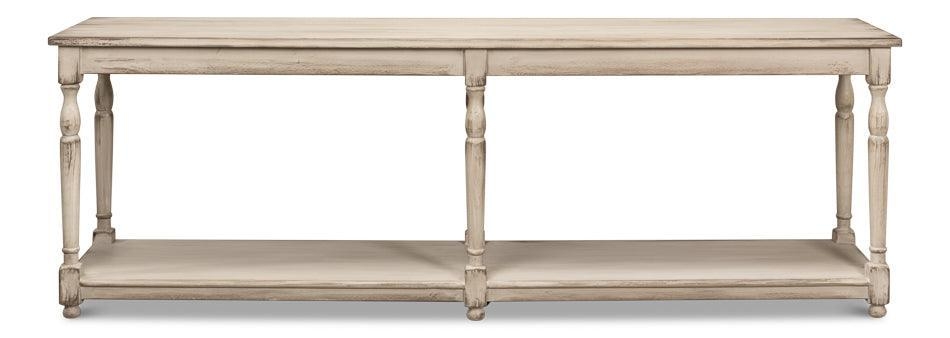 Console Table Aged Grey Six Leg Long Turned Leg Console