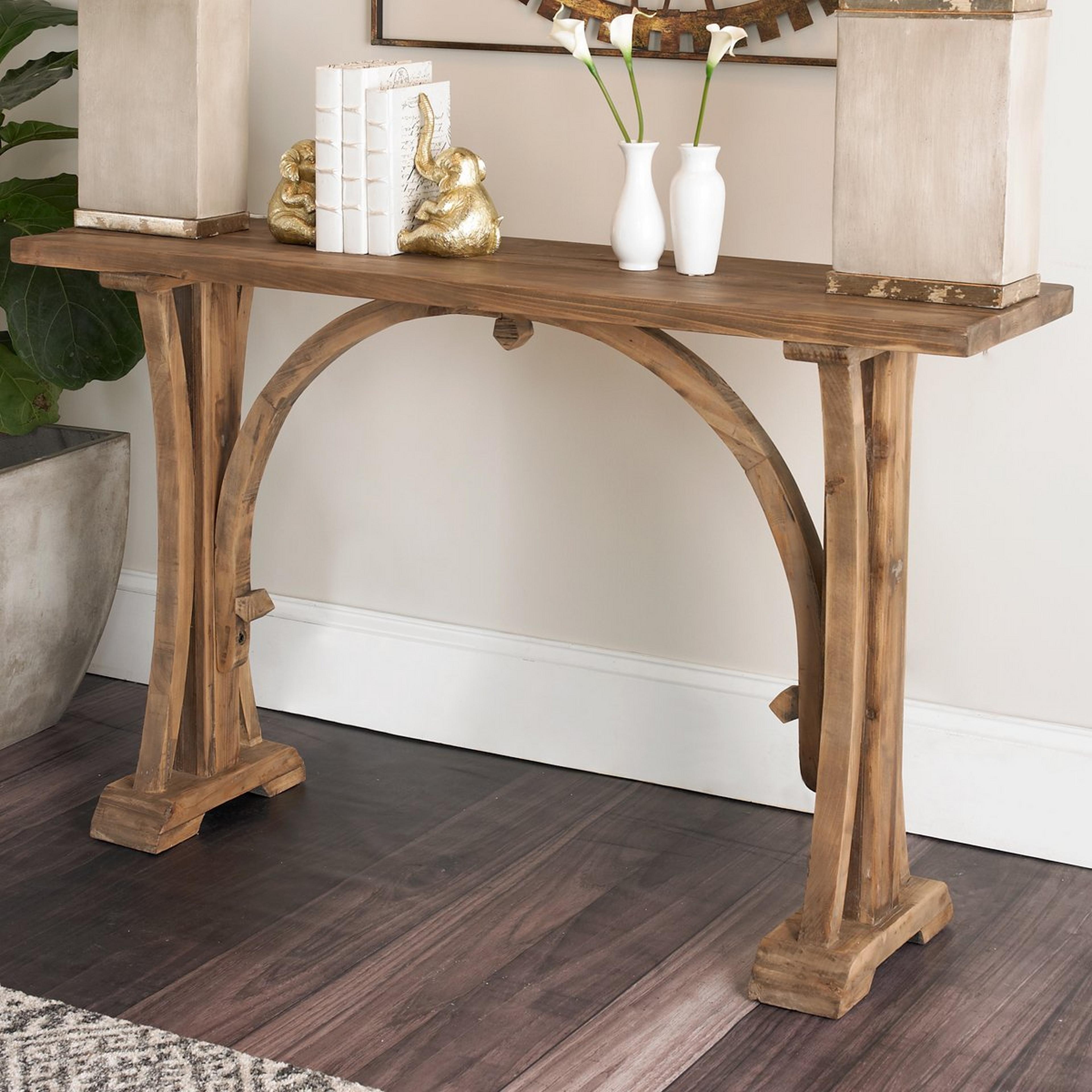 Console Table Arched Frame Distressed Wood Farmhouse Style