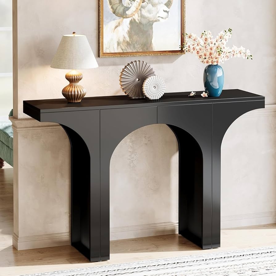 Console Table Black Sculptural Legs Modern Foyer Furniture