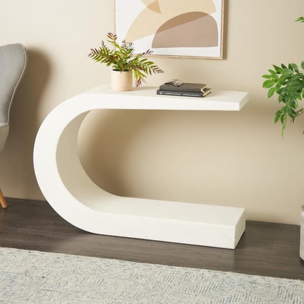 Console Table C Shaped Arched Silhouette Off White Modern