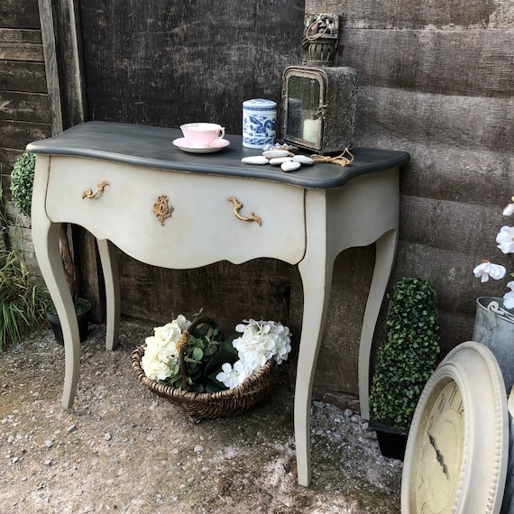 Console Table Charcoal Top Two Tone Painted Desk