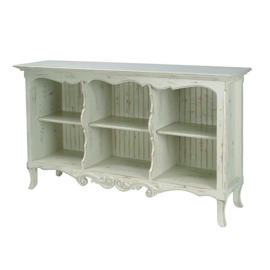 Console Table French Green Distressed Green Open Shelf