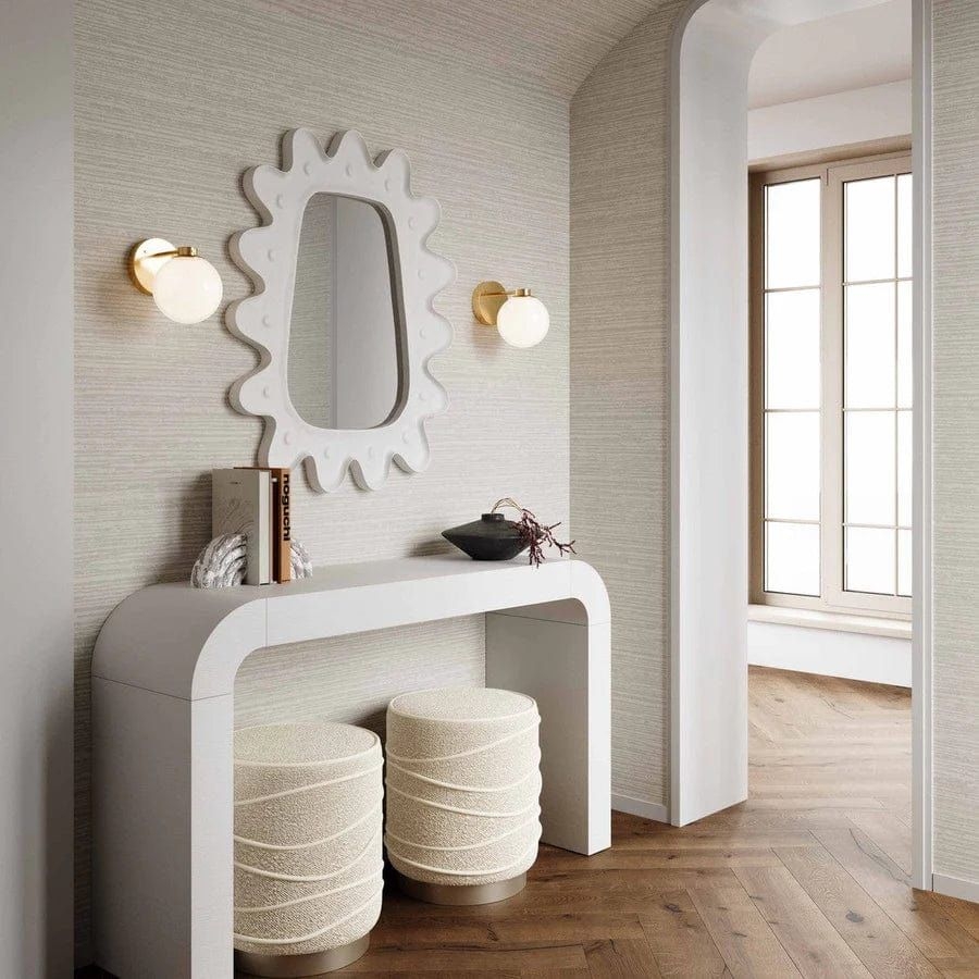 Console Table: Lacquered White Horseshoe Silhouette Foyer Desk