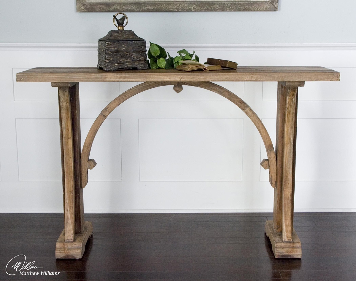 Console Table Reclaimed Fir Arched Underbrace Rustic Brown