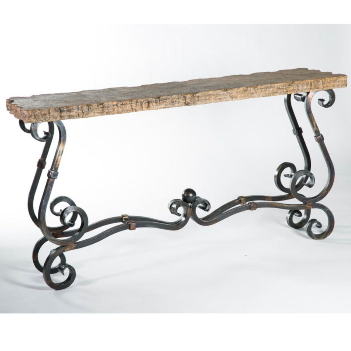 Console Table Scrolled Iron Base French Iron Entry Table