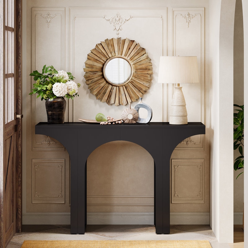 Console Table Sculptural Silhouette Arched Base Matte Black