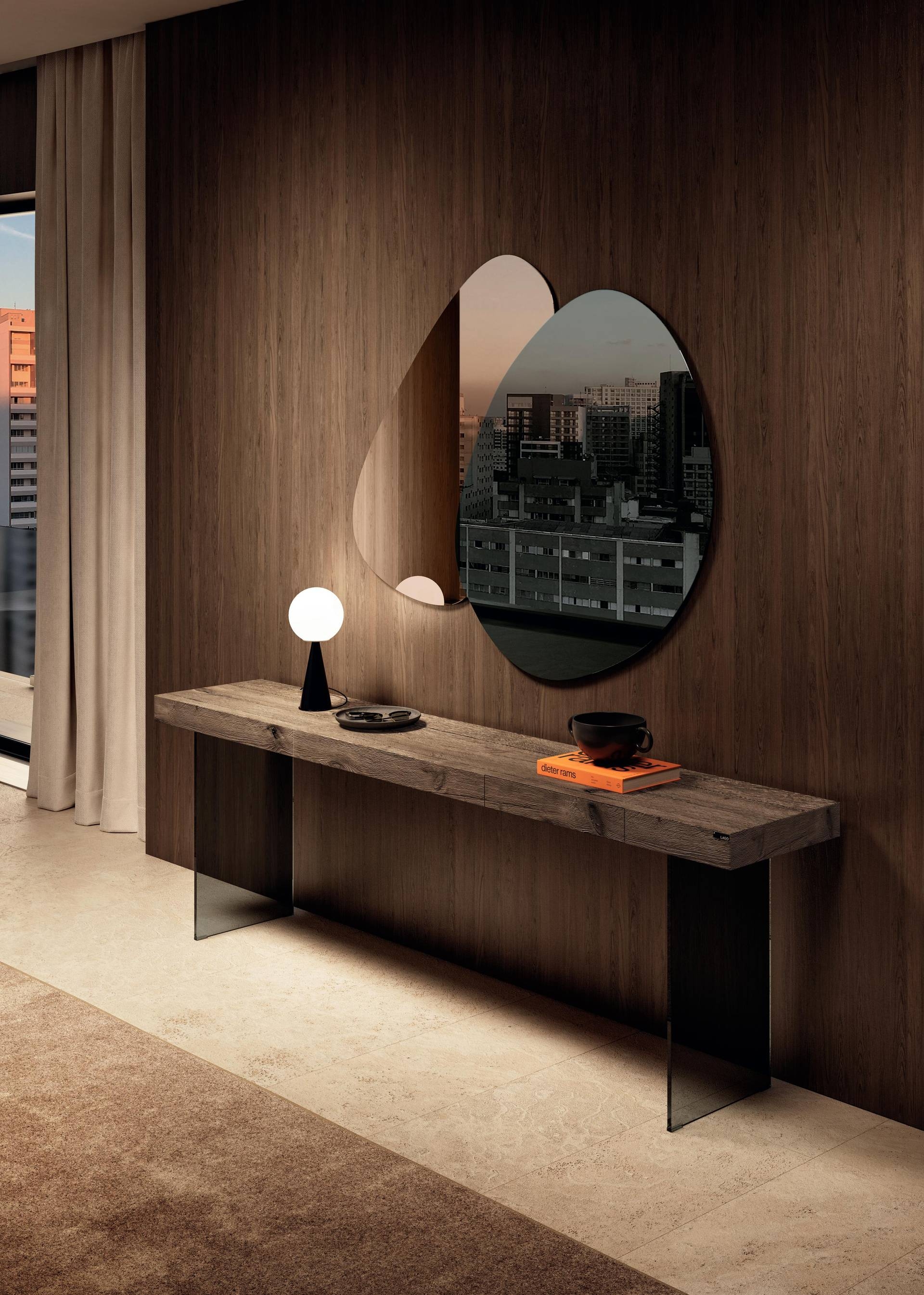 Console Table Slab Top Glass Legs Architectural Console Design