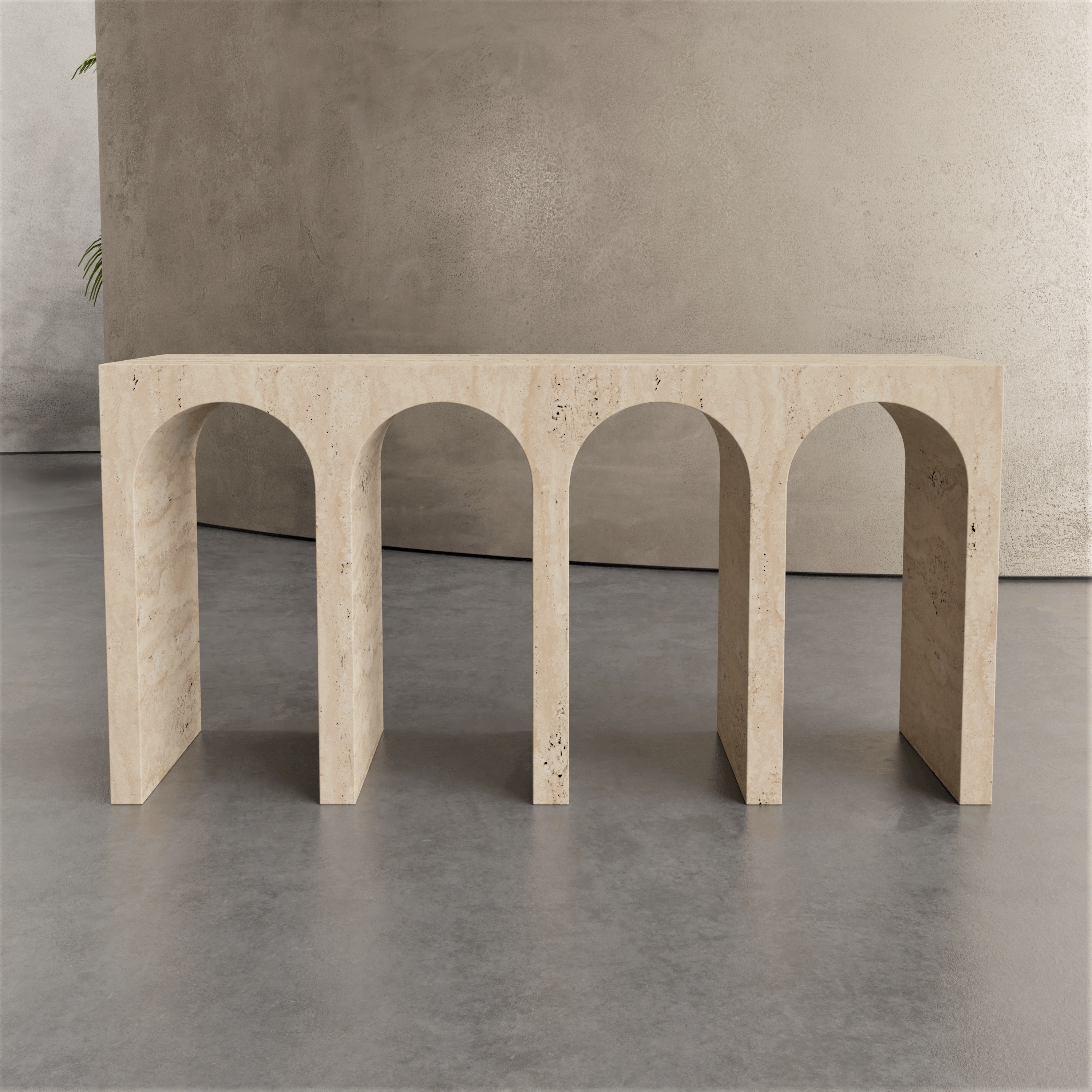 Console Table Stone Like Texture Repeating Arches Beige
